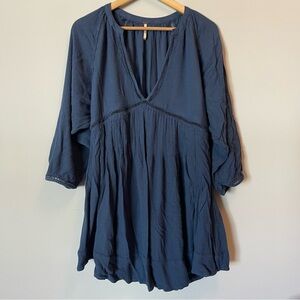 Free People Go Lightly Mini Swing Dress Medium Navy